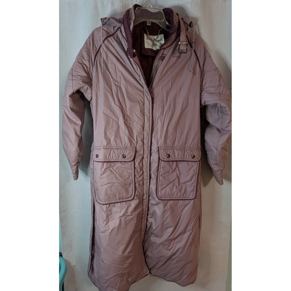 Lorella Originals Ltd Puffer Coat Women 12 Mauve Excellent Vintage Down Hooded
